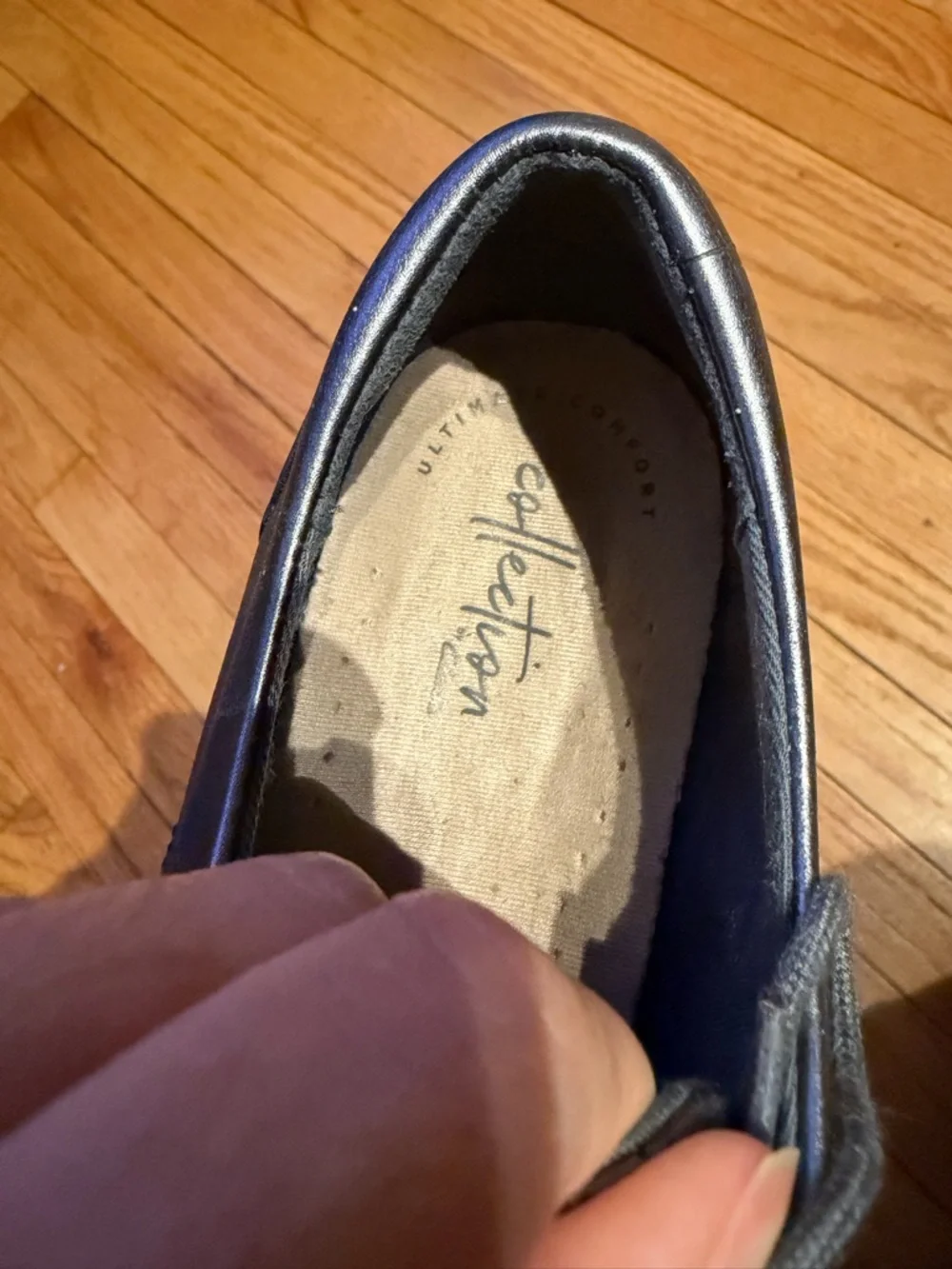 Clarks Sharon Crystal Leather wedge oxford metallic cushion 9 Perforated Lace-Up - Picture 7 of 9